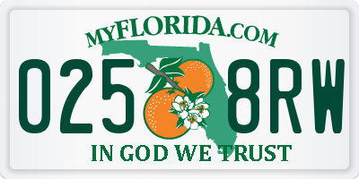 FL license plate 0258RW