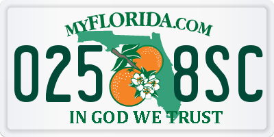 FL license plate 0258SC