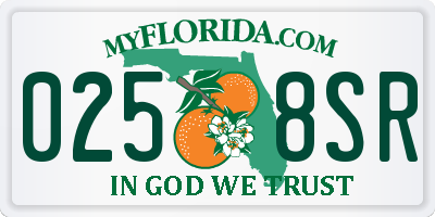 FL license plate 0258SR