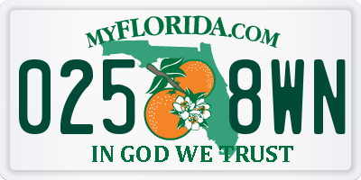 FL license plate 0258WN