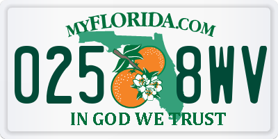 FL license plate 0258WV
