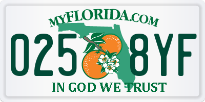 FL license plate 0258YF