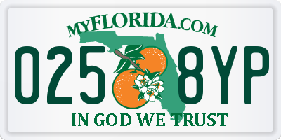 FL license plate 0258YP