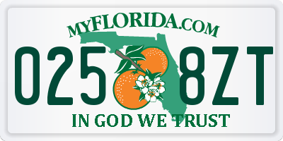 FL license plate 0258ZT