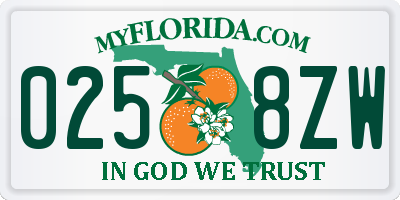 FL license plate 0258ZW