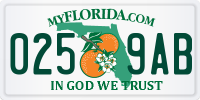 FL license plate 0259AB