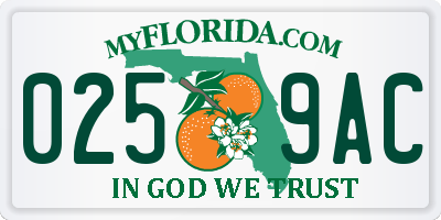 FL license plate 0259AC