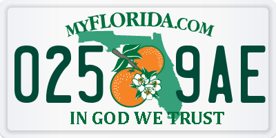 FL license plate 0259AE
