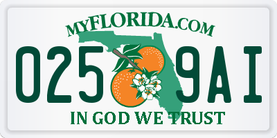 FL license plate 0259AI