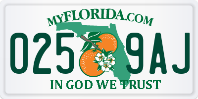 FL license plate 0259AJ