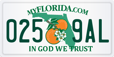 FL license plate 0259AL