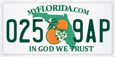 FL license plate 0259AP