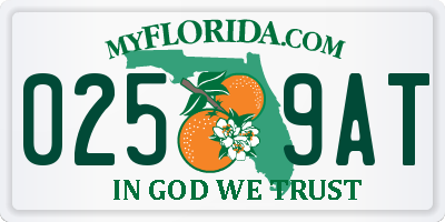 FL license plate 0259AT