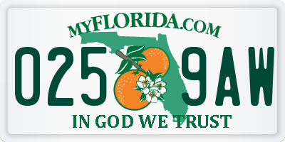FL license plate 0259AW