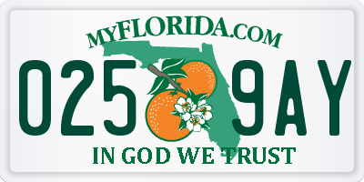 FL license plate 0259AY