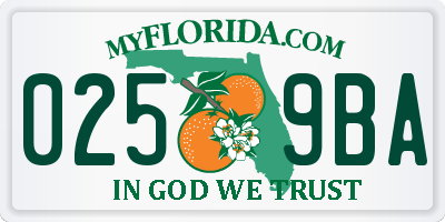 FL license plate 0259BA