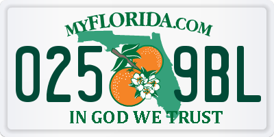 FL license plate 0259BL