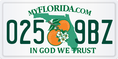 FL license plate 0259BZ