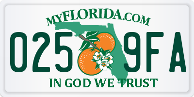 FL license plate 0259FA