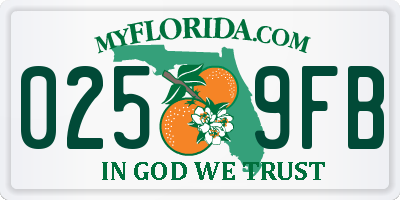FL license plate 0259FB