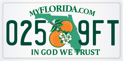 FL license plate 0259FT
