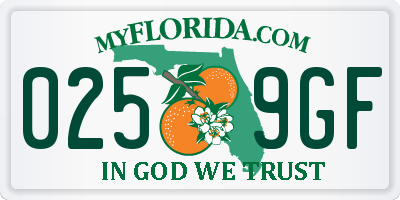 FL license plate 0259GF