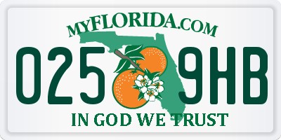 FL license plate 0259HB