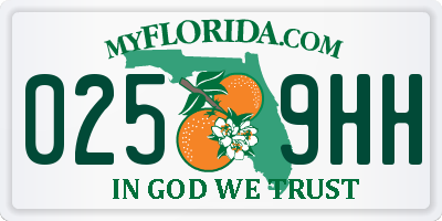FL license plate 0259HH