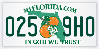 FL license plate 0259HO