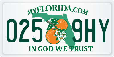 FL license plate 0259HY