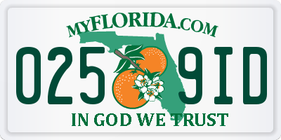 FL license plate 0259ID