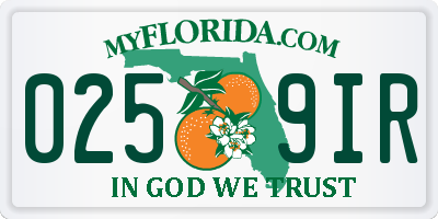 FL license plate 0259IR