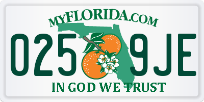 FL license plate 0259JE