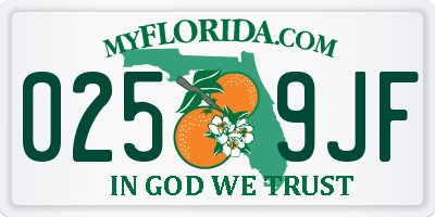 FL license plate 0259JF