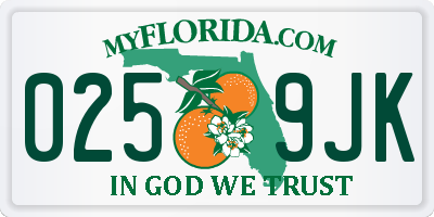 FL license plate 0259JK