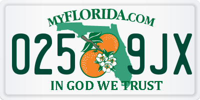 FL license plate 0259JX