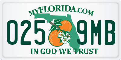 FL license plate 0259MB