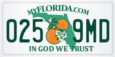 FL license plate 0259MD