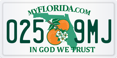 FL license plate 0259MJ