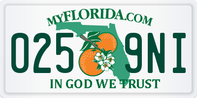 FL license plate 0259NI