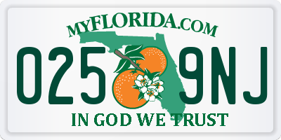FL license plate 0259NJ