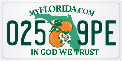 FL license plate 0259PE