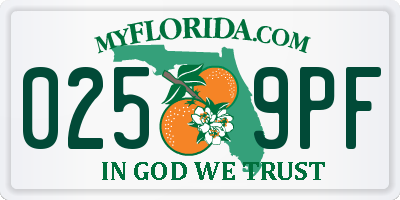 FL license plate 0259PF