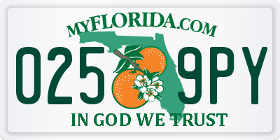 FL license plate 0259PY