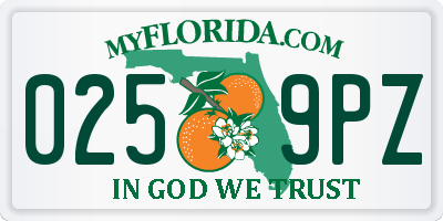 FL license plate 0259PZ