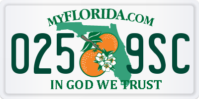 FL license plate 0259SC