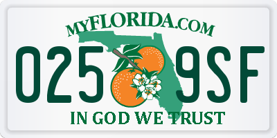 FL license plate 0259SF