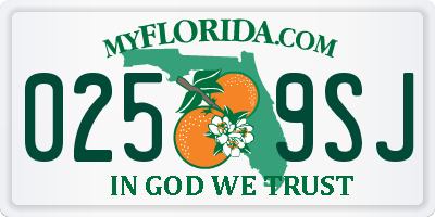 FL license plate 0259SJ