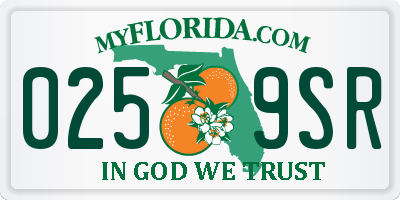 FL license plate 0259SR