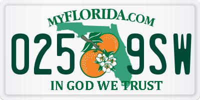FL license plate 0259SW